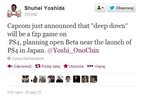 Wypowiedź Shuhei Yoshidy na Twitterze.