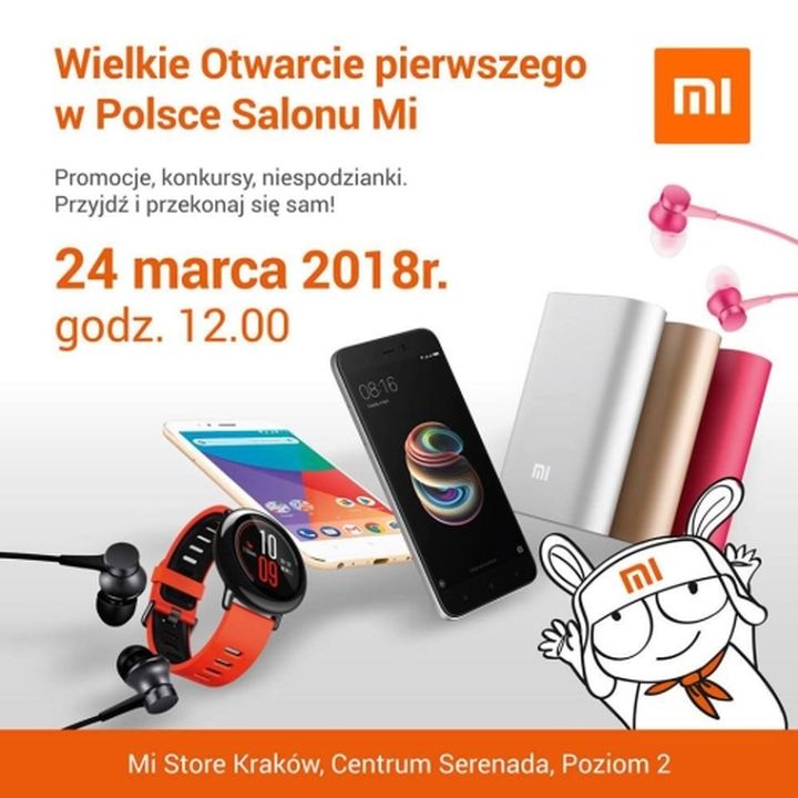 Otwarcie pierwszego polskiego salonu Xiaomi w tę sobotę o 12:00 w krakowskim CH Serenada. - Xiaomi otwiera pierwszy oficjalny salon w Polsce. Spore promocje na start - wiadomość - 2018-03-22