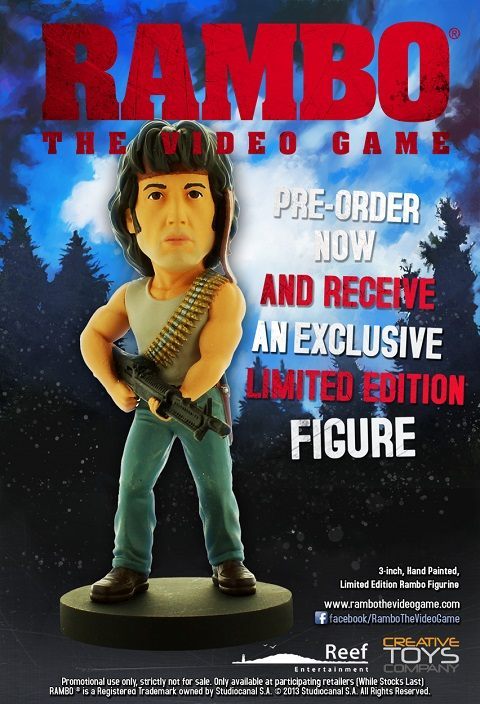 Figurka dodawana do zamówień przedpremierowych na grę Rambo: The Video Game.