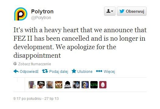 Studio Polytron anulowało grę Fez II.