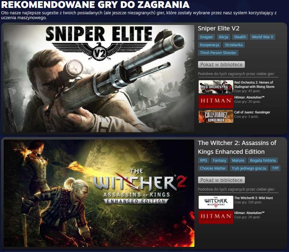 Kilka przykładowych tytułów, które zostały mi zaproponowane przez nowy projekt Valve. - Steam podpowie Ci, w jaką następną grę powinieneś zagrać - wiadomość - 2020-02-14