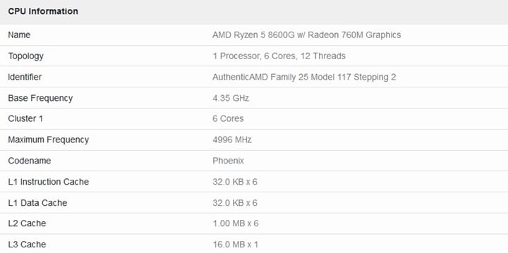 Nadchodząca zintegrowana grafika AMD z wydajnością jak GTX 1060 w Geekbench 6 - wyciek testów porównawczych Ryzen 5 8600G iGPU - ilustracja #2