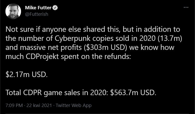 Prawie 14 mln sztuk Cyberpunk 2077 sprzedanych w 2020 roku. Większość na PC - ilustracja #1