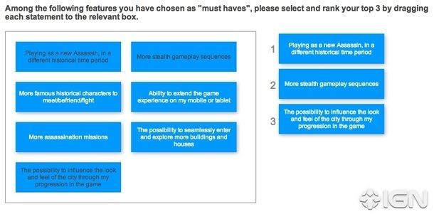 Pytania z ankiety firmy Ubisoft. Żródło: IGN.