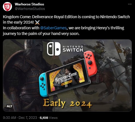 Kingdom Come: Deliverance trafi na Switcha na początku 2024 roku, mamy pierwsze screeny - ilustracja #1