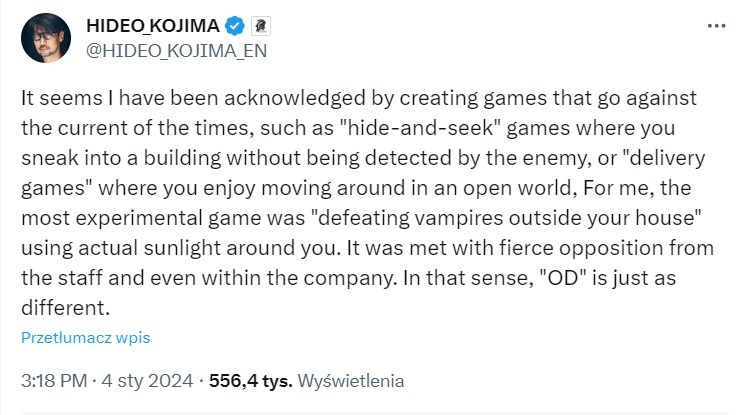 Hideo Kojima potwierdza, OD będzie grą dziwną i niekonwencjonalną - ilustracja #1