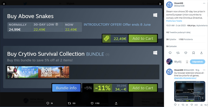 Steam jak GOG, też zaczyna pokazywać najniższą cenę z ostatnich 30 dni [Aktualizacja] - ilustracja #1