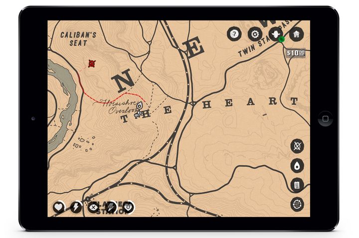 Aplikacja towarzysząca RDR2 - mapa.