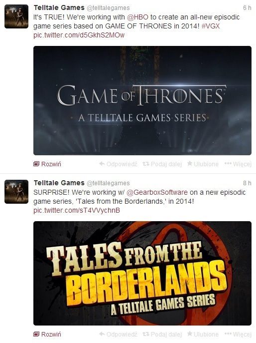 Telltale Games ujawniło gry Game of Thrones: A Telltale Games Series oraz Tales from the Borderlands - ilustracja #2