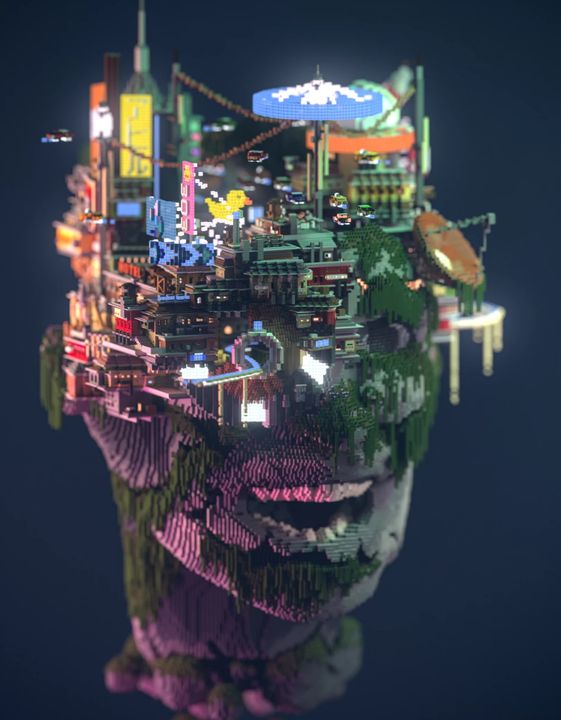 Minecraft – gracz zbudował niesamowite miasto na głowie olbrzyma - ilustracja #5