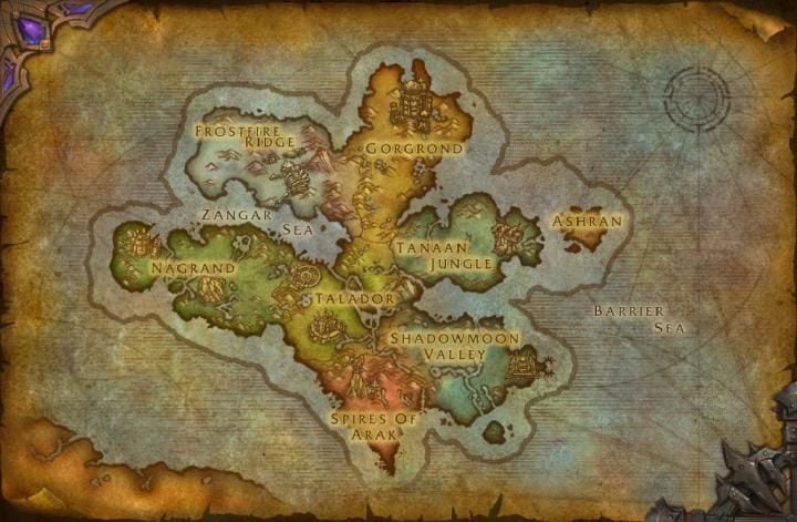 Mapa Draenoru. - World of Warcraft: Warlords of Draenor – kompendium wiedzy [Aktualizacja #4: WoD za darmo] - wiadomość - 2016-05-19