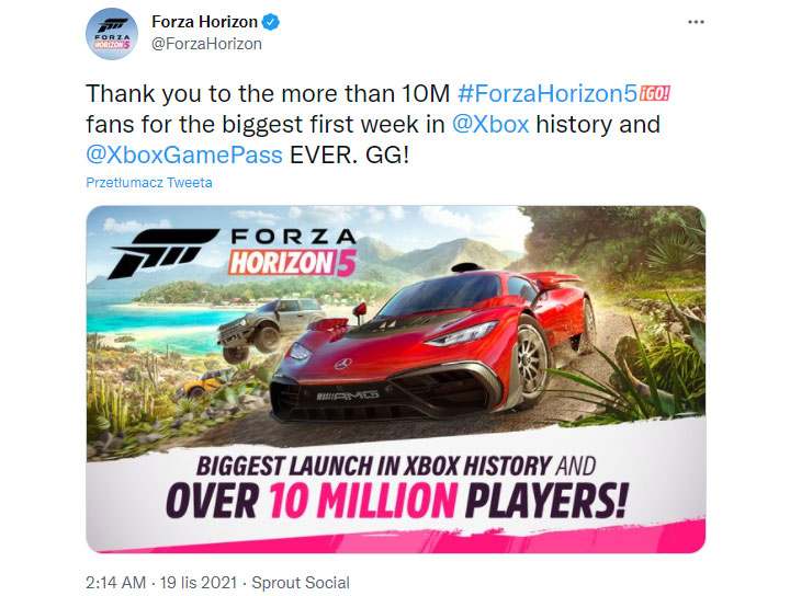 Forza Horizon 5 nie zwalnia. Tytuł ma już 10 milionów graczy - ilustracja #1