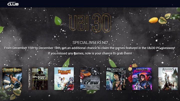 Do 18 grudnia gracze mogą nadrobić zaległości i świętować 30. rocznicę powstania Ubisoftu. - Ubisoft ponownie udostępnia wszystkie gry z promocji UBI30 - wiadomość - 2016-12-15