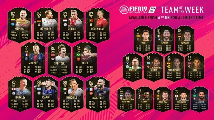 FIFA 19 FUT – Team of the Week 4 z Mbappe, Icardim i Lacazettem - ilustracja #1