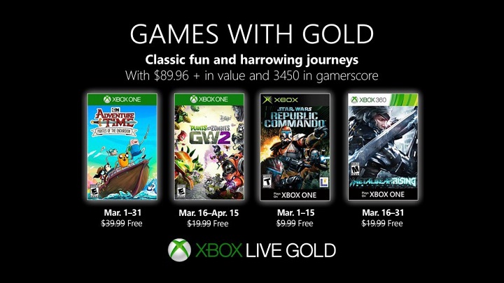Kolejny miesiąc to kolejne gry za darmo dla abonentów Xbox Live Gold - Games with Gold w marcu - m.in. Star Wars: Republic Commando oraz Metal Gear Rising Revengeance - wiadomość - 2019-02-27