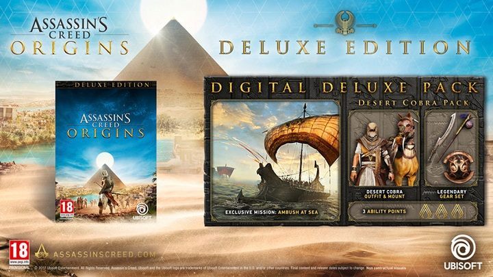 Zawartość Assassin’s Creed: Origins w wersji Deluxe Edition w całej okazałości. - Ruszyły zamówienia przedpremierowe na Assassin's Creed: Origins [news zaktualizowany] - wiadomość - 2017-06-17