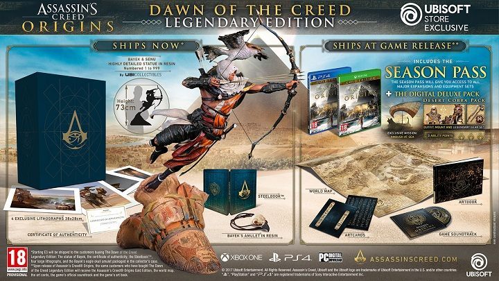 Zawartość edycji Dawn of the Creed – Legendary Edition robi wrażenie. Niestety cena również. - Ruszyły zamówienia przedpremierowe na Assassin's Creed: Origins [news zaktualizowany] - wiadomość - 2017-06-17