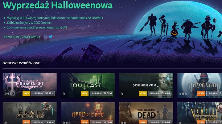 Jak to zwykle bywa, halloweenowej wyprzedaży na GOG-u wprost nie da się przegapić. - Wystartowała halloweenowa wyprzedaż na GOG-u; Tales from the Borderlands do zdobycia za darmo - wiadomość - 2017-10-26