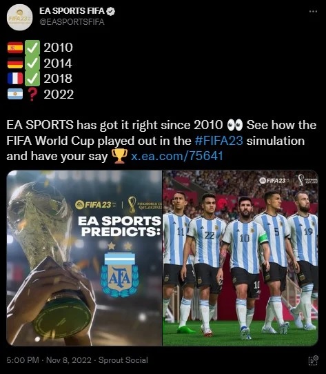 FIFA 23 się sprawdziła, EA odgadło zwycięzców Mistrzostw Świata 2022 - ilustracja #1