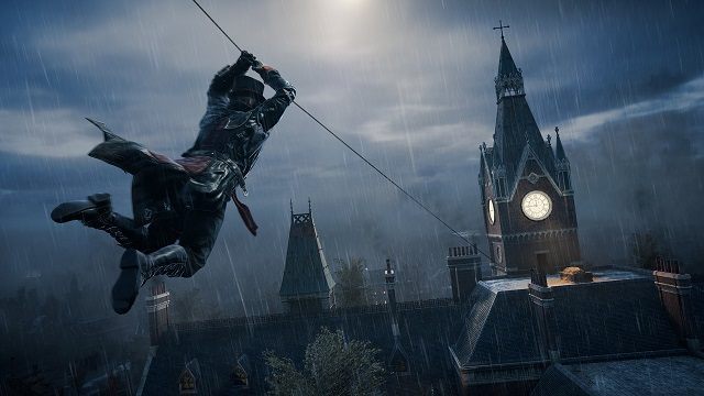 Assassin's Creed: Syndicate umożliwia bujanie się na linie, albo w rytm ścieżki dźwiękowej. - Assassin's Creed: Syndicate - udostępniono ścieżkę dźwiękową - wiadomość - 2015-10-26