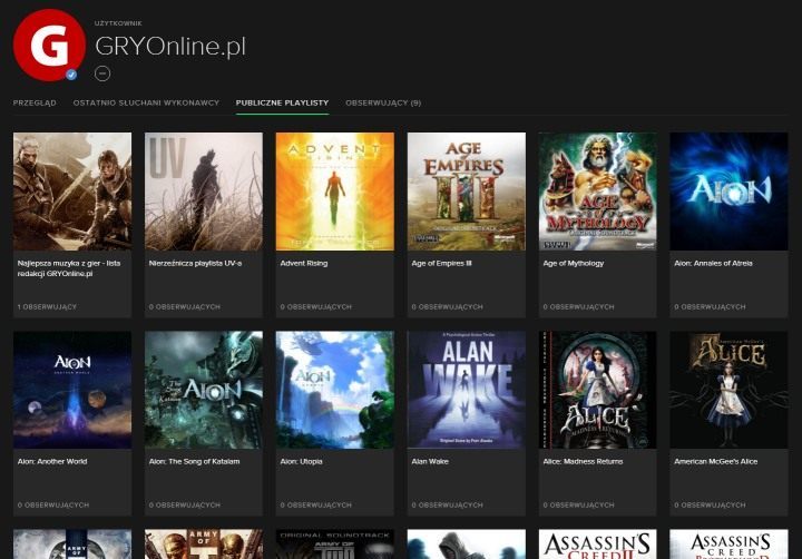 Profil GRYOnline.pl na serwisie Spotify. - Lubisz muzykę z gier? Obserwuj oficjalny profil GRYOnline.pl na Spotify! - wiadomość - 2016-04-25