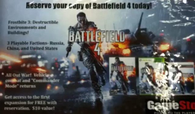 Opis gry Battlefield 4 w materiałach promocyjnych sklepu GameStop potwierdza wcześniejsze plotki o trybie dowódcy i trzech grywalnych frakcjach. - Battlefield 4 z trybem dowódcy i trzema grywalnymi frakcjami w multiplayerze - wiadomość - 2013-04-16