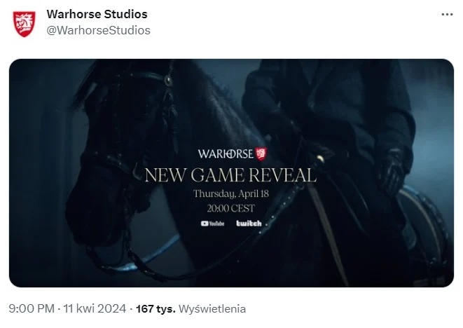 Fani twórczości Warhorse Studios mogą przygotować się na zapowiedź drugiego Kingdom Come. Źródło: Warhorse Studios / X.