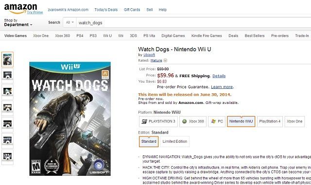 Według wcześniejszych doniesień, Watch Dogs na Wii U pojawi się w późniejszym terminie, a nie na równi z pozostałymi konsolami. - Watch Dogs - data premiery w sklepach SONY i Amazon wydaje się nieprawdziwa - wiadomość - 2014-03-03