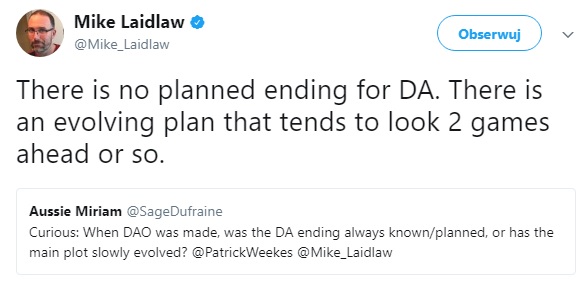 Wypowiedź Mike’a Laidlawa na Twitterze.