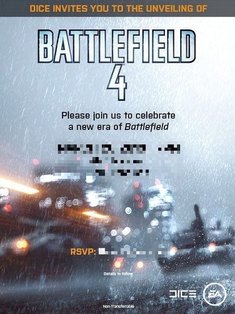 Zaproszenie na pokaz gry Battlefield 4 otrzymane przez serwis Polygon.