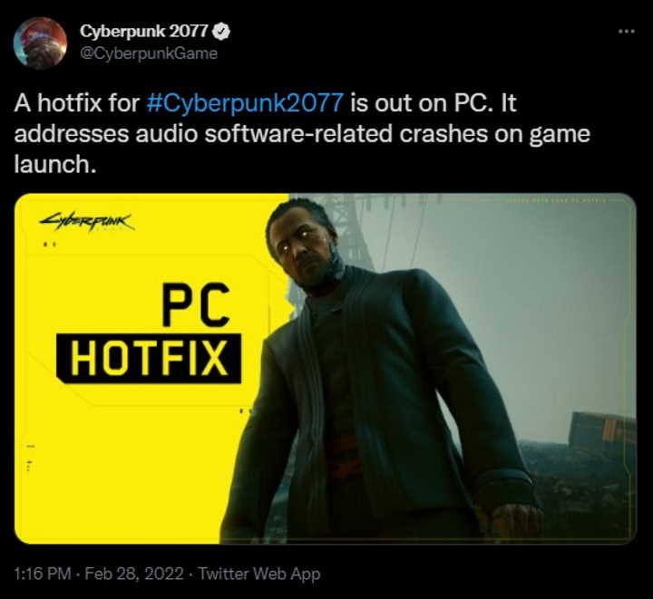 Cyberpunk 2077 z poprawką dla wersji PC; problemy z audio zażegnane - ilustracja #1