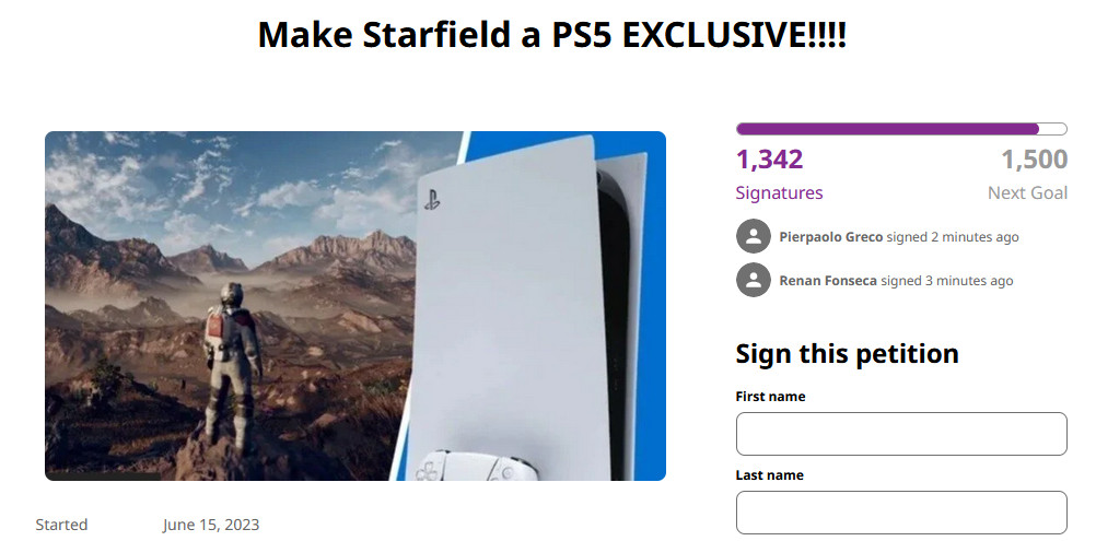 „Starfield tylko dla PS5!” - kuriozalna petycja z zaskakująco wieloma podpisami - ilustracja #1