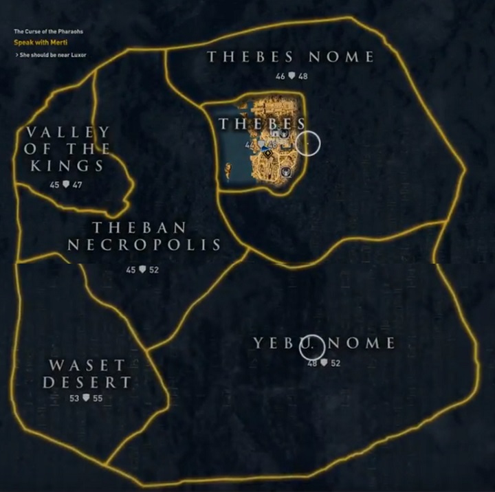 Mapa z The Curse of the Pharaohs / Źródło: Tattimatonen na forum Reddit. - Assassin's Creed Origins - drugi dodatek będzie większy niż pierwszy - wiadomość - 2018-02-26