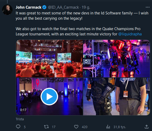 Legendarny John Carmack zakopał topór wojenny z Bethesdą i po 10 latach wrócił na QuakeCon - ilustracja #1
