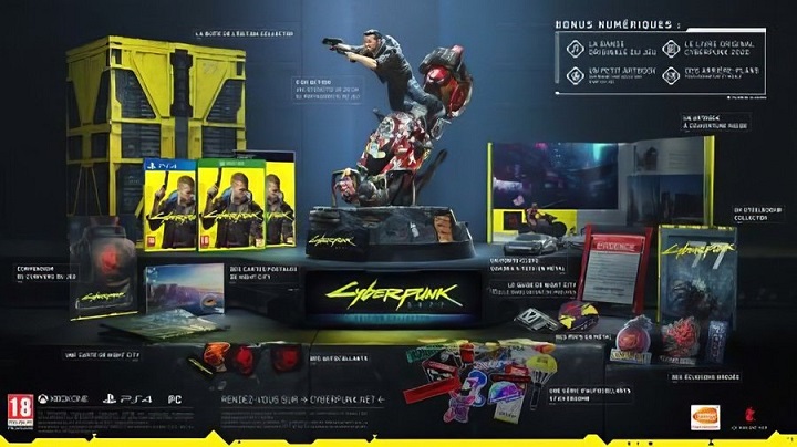 Największe wrażenie robi oczywiście figurka głównego bohatera. - Cyberpunk 2077 – wyciekła zawartość edycji kolekcjonerskiej - wiadomość - 2019-06-09