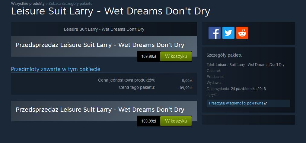 Zapowiedzi nie było, a przedsprzedaż trwa. - Seria Leisure Suit Larry powróci w październiku? - wiadomość - 2018-05-22