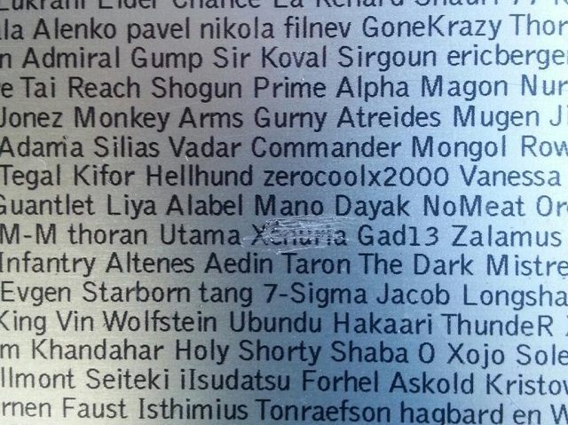 Pomnik EVE Online – gracz o ksywce Xenuria został „wykreślony” z listy. - Na pomniku EVE Online dokonano aktów wandalizmu - wiadomość - 2014-05-05