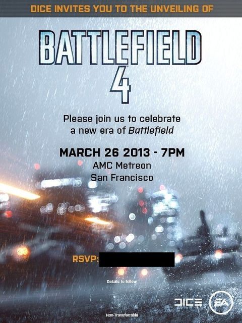 Zaproszenie na pokaz gry Battlefield 4.