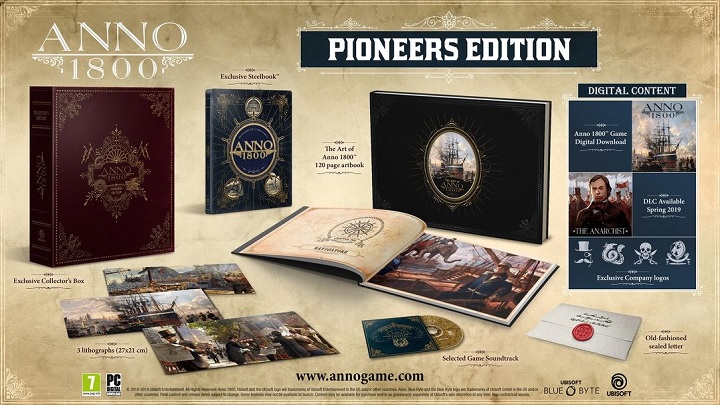 A tak prezentuje się zawartość Anno 1800 Pioneers Edition. - Data premiery, cena, DLC i zawartość edycji specjalnych Anno 1800 - wiadomość - 2018-08-21