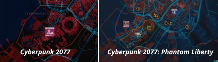 Wyciekła mapa z Cyberpunk Phantom Liberty. Czeka nas nie jeden, a dwa nowe obszary - ilustracja #2