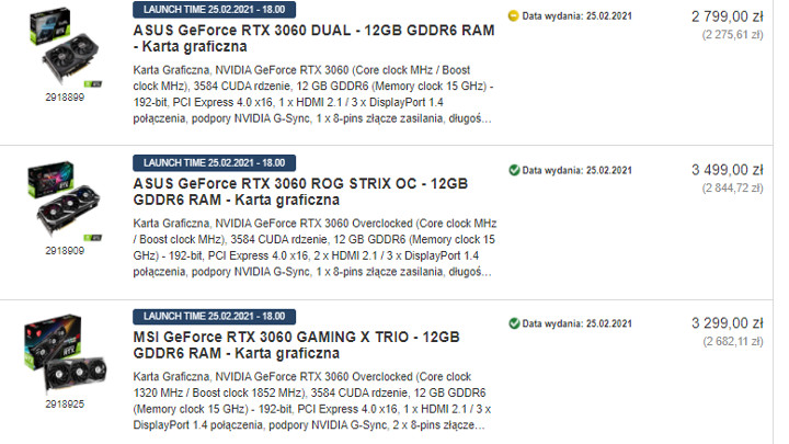 GeForce RTX 3060 nawet za 3500 zł; sklepy zawyżają ceny - ilustracja #2