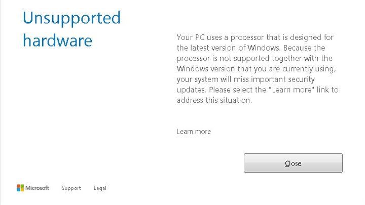 Po uruchomieniu Windows Update użytkownik może spotkać się z następującą „ścianą”. - Koniec wsparcia najnowszych procesorów Intel i AMD w systemach Windows 7 i 8.1 - wiadomość - 2017-04-18