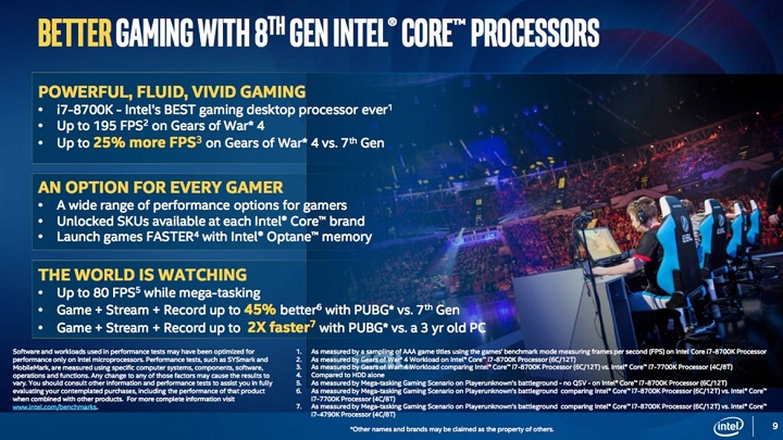 Na nowych procesorach najwięcej skorzystają gracze nagrywający i streamujący swoje sesje. - Ósma generacja procesorów Intel Core zapowiedziana. Zobacz wyniki pierwszych testów - wiadomość - 2017-09-26