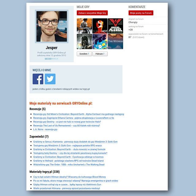 Od teraz każdy z naszej ekipy posiada spersonalizowany profil, który możecie swobodnie przeglądać. - Kolejne nowości na GRYOnline.pl - profile autorów oraz strona zespołu - wiadomość - 2016-03-29