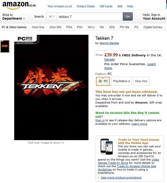 Tekken 7 na PC pojawił się w ofercie sklepu Amazon - ilustracja #1