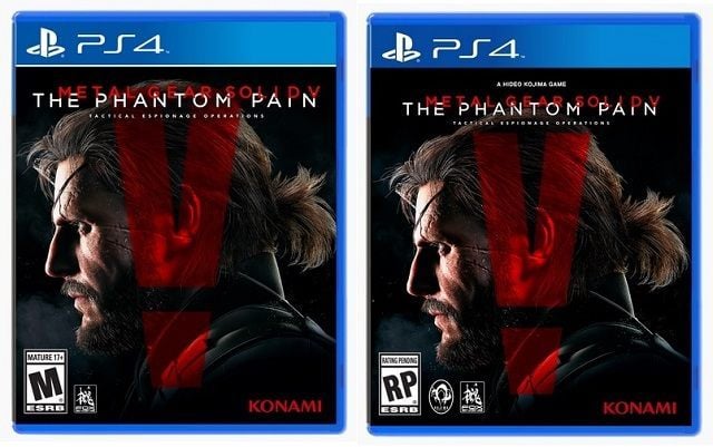 Metal Gear Solid V: The Phantom Pain – z lewej strony nowa wersja okładki, z prawej stara. - Metal Gear Solid V: The Phantom Pain - Hideo Kojima znika z okładki gry - wiadomość - 2015-07-14