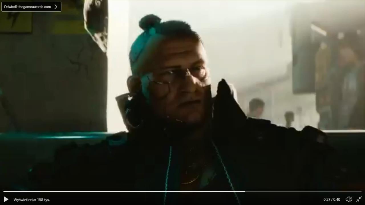 Moment reklamy The Game Awards 2018 w którym pojawia się scena z gry Cyberpunk 2077. - Cyberpunk 2077 nie pojawi się na The Game Awards - wiadomość - 2018-12-03