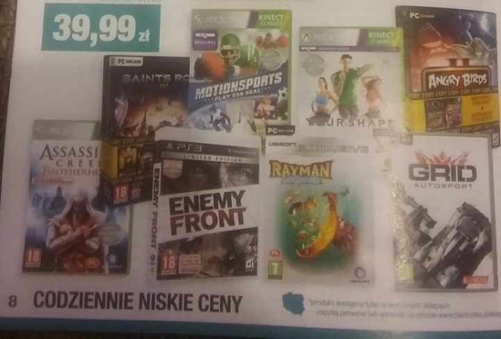 Ujawnione gry w cenie 39,99 zł / Źródło zdjęcia: Łowcy Gier. - Kolejna promocja na gry w Biedronce ruszy 21 kwietnia - wiadomość - 2016-04-12