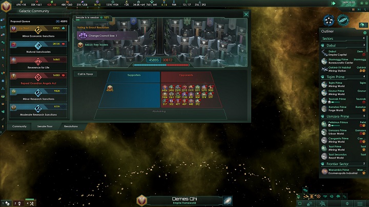 Przekonanie reszty, że to my powinniśmy zostać Imperatorem łatwe nie jest – ale możliwe. Źródło: Paradox Development Studio - Stellaris: Federations powala pójść w ślady imperatora Palpatine'a ze Star Wars - wiadomość - 2020-03-23