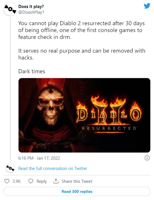 W Diablo 2 Resurrected nie zagrasz po 30 dniach bycia offline na konsoli - ilustracja #1